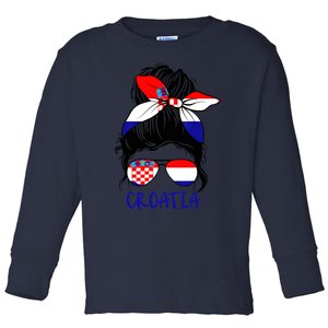 Croatian Girl Croatian Woman Proud Croatia Flag Hrvatska Toddler Long Sleeve Shirt