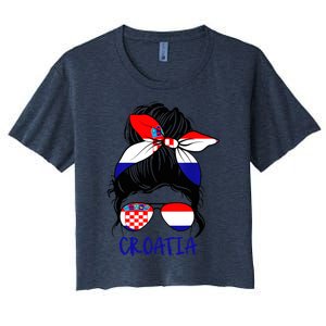 Croatian Girl Croatian Woman Proud Croatia Flag Hrvatska Women's Crop Top Tee