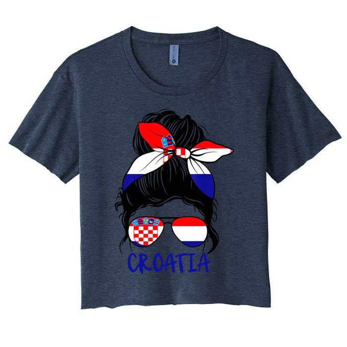 Croatian Girl Croatian Woman Proud Croatia Flag Hrvatska Women's Crop Top Tee