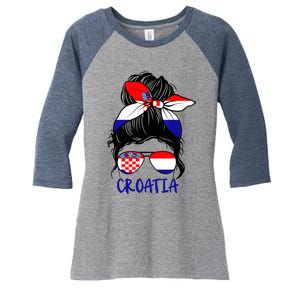 Croatian Girl Croatian Woman Proud Croatia Flag Hrvatska Women's Tri-Blend 3/4-Sleeve Raglan Shirt