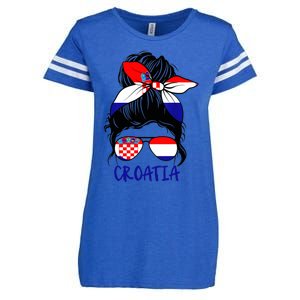 Croatian Girl Croatian Woman Proud Croatia Flag Hrvatska Enza Ladies Jersey Football T-Shirt