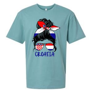 Croatian Girl Croatian Woman Proud Croatia Flag Hrvatska Sueded Cloud Jersey T-Shirt