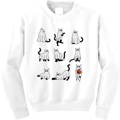 Cute Ghost Cat Funny Halloween Outfit Costumes Kids Sweatshirt