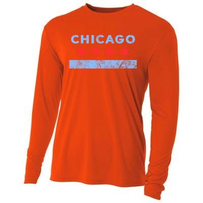 Chicago Gift Chicago Flag Gift Cooling Performance Long Sleeve Crew