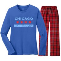 Chicago Gift Chicago Flag Gift Women's Long Sleeve Flannel Pajama Set 