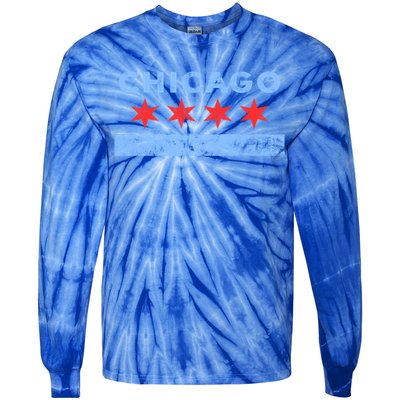 Chicago Gift Chicago Flag Gift Tie-Dye Long Sleeve Shirt