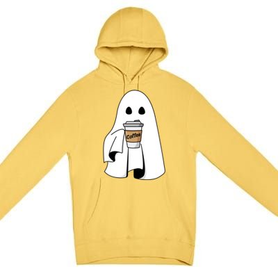 Cute Ghost Coffee Halloween Spooky Season Boo Coffee Gift Premium Pullover Hoodie