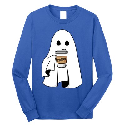 Cute Ghost Coffee Halloween Spooky Season Boo Coffee Gift Long Sleeve Shirt