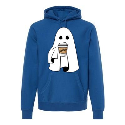 Cute Ghost Coffee Halloween Spooky Season Boo Coffee Gift Premium Hoodie