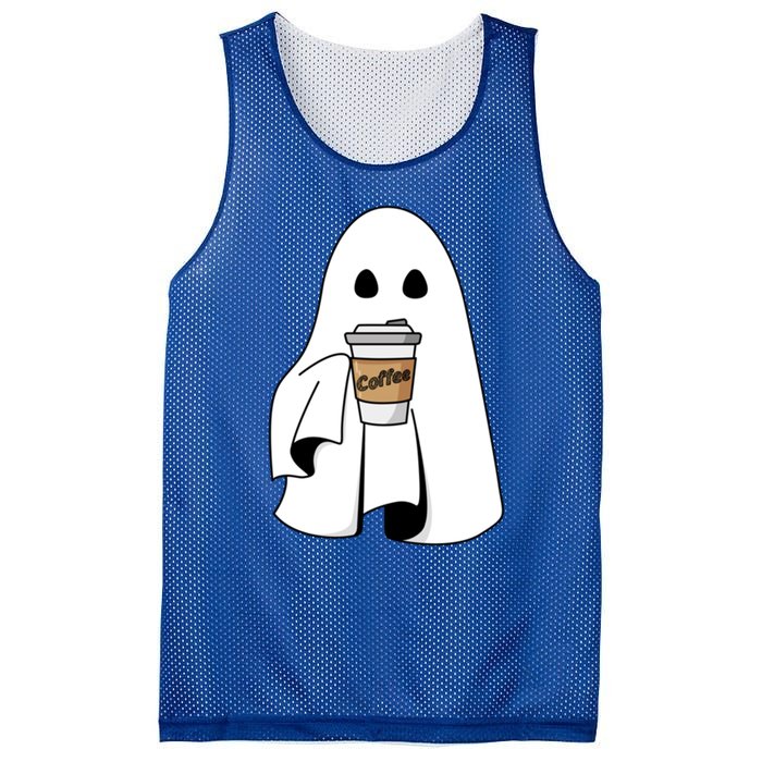 Cute Ghost Coffee Halloween Spooky Season Boo Coffee Gift Mesh Reversible Basketball Jersey Tank