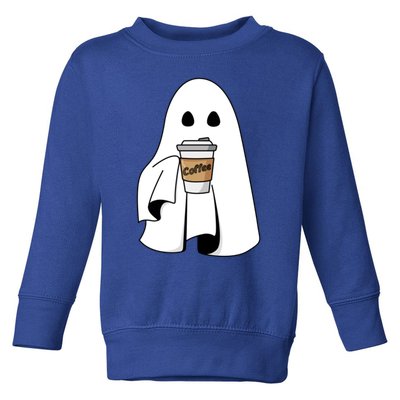 Cute Ghost Coffee Halloween Spooky Season Boo Coffee Gift Toddler Sweatshirt