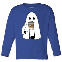 Cute Ghost Coffee Halloween Spooky Season Boo Coffee Gift Toddler Long Sleeve Shirt