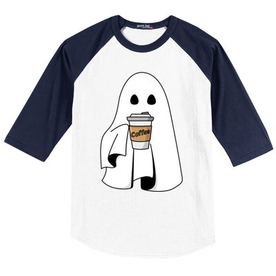 Cute Ghost Coffee Halloween Spooky Season Boo Coffee Gift Baseball Sleeve Shirt