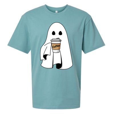 Cute Ghost Coffee Halloween Spooky Season Boo Coffee Gift Sueded Cloud Jersey T-Shirt