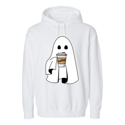 Cute Ghost Coffee Halloween Spooky Season Boo Coffee Gift Garment-Dyed Fleece Hoodie