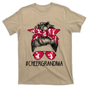 Cheer Grandma Cheerleader Grandma Life Messy Bun Mothers Day T-Shirt