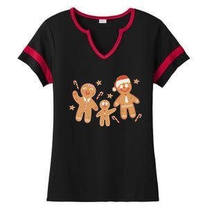 Christmas Gingerbread Cookie Family Cute Ladies Halftime Notch Neck Tee