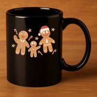 Christmas Gingerbread Cookie Family Cute 11oz C Handle Ceramic Mug
