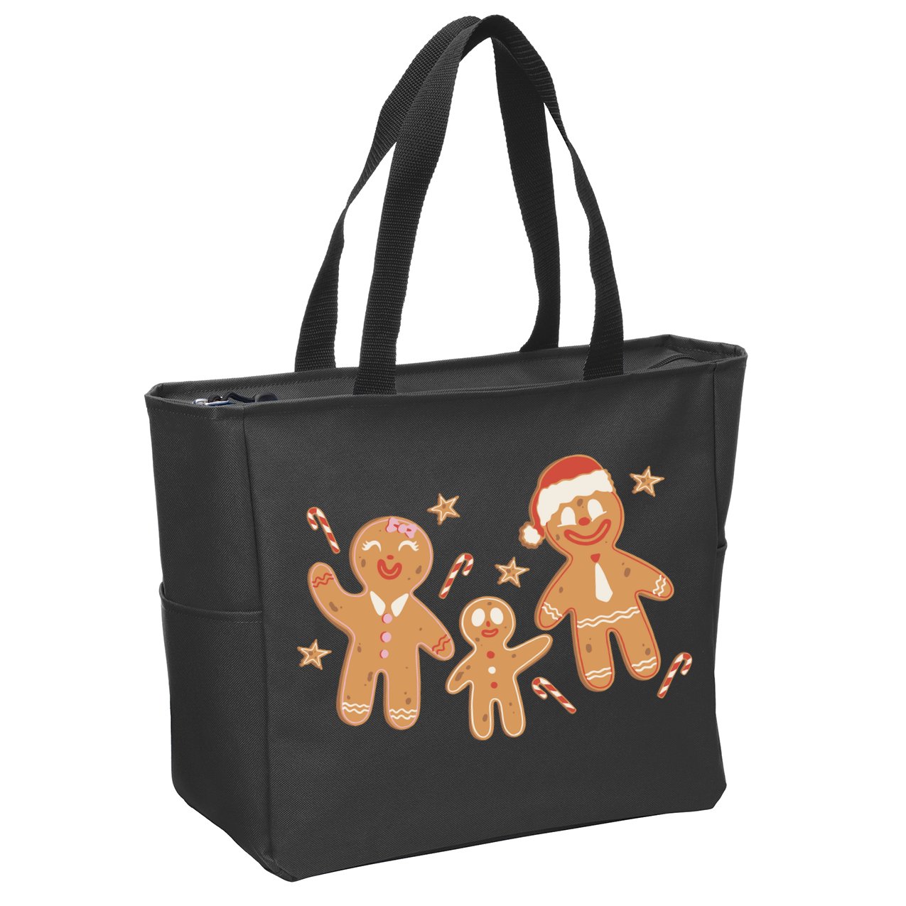 Christmas Gingerbread Cookie Family Cute Zip Tote Bag