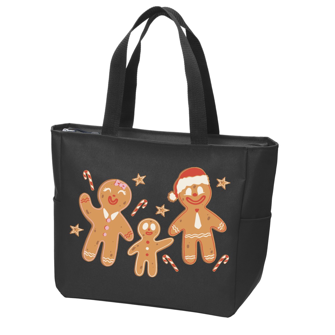 Christmas Gingerbread Cookie Family Cute Zip Tote Bag