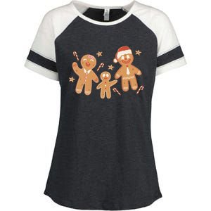 Christmas Gingerbread Cookie Family Cute Enza Ladies Jersey Colorblock Tee