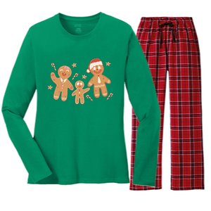 Christmas Gingerbread Cookie Family Cute Women's Long Sleeve Flannel Pajama Set 