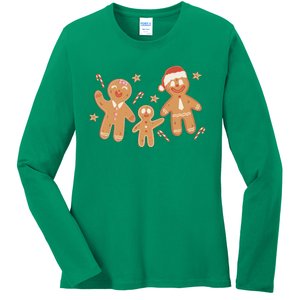 Christmas Gingerbread Cookie Family Cute Ladies Long Sleeve Shirt