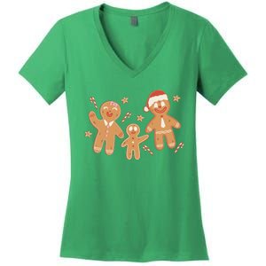 Christmas Gingerbread Cookie Family Cute Women's V-Neck T-Shirt