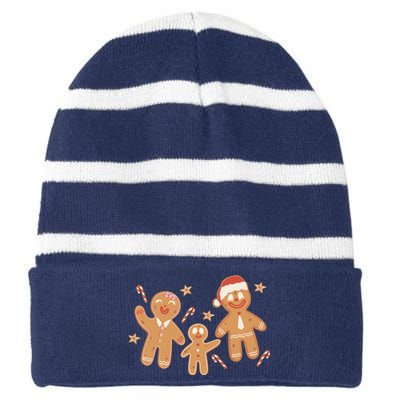 Christmas Gingerbread Cookie Family Cute Striped Beanie with Solid Band