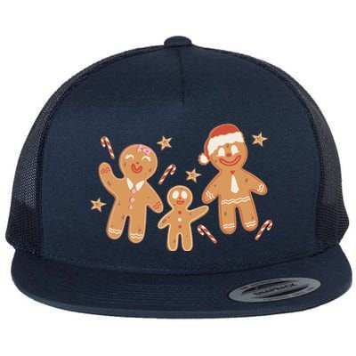 Christmas Gingerbread Cookie Family Cute Flat Bill Trucker Hat