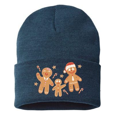 Christmas Gingerbread Cookie Family Cute Sustainable Knit Beanie