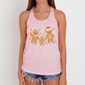 Christmas Gingerbread Cookie Family Cute Women's Knotted Racerback Tank