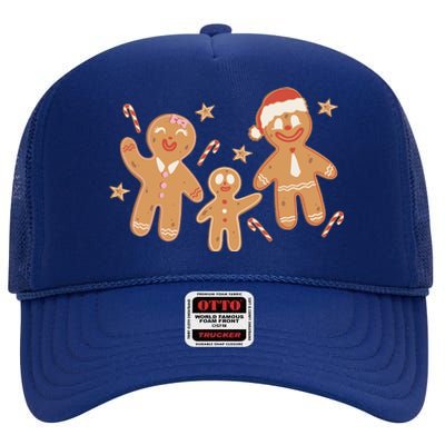 Christmas Gingerbread Cookie Family Cute High Crown Mesh Back Trucker Hat