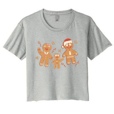 Christmas Gingerbread Cookie Family Cute Women's Crop Top Tee