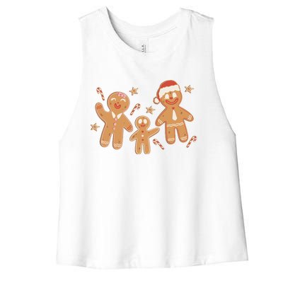 Christmas Gingerbread Cookie Family Cute Women's Racerback Cropped Tank