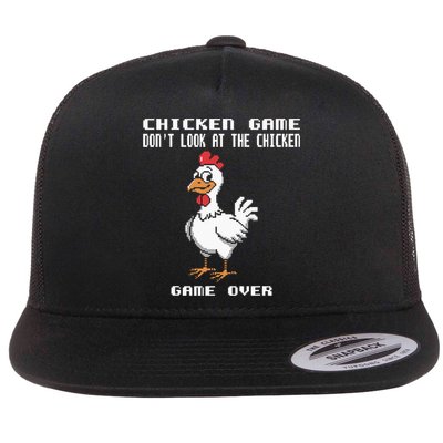 Chicken Game Chicken Funny Chicken Game Over  Flat Bill Trucker Hat