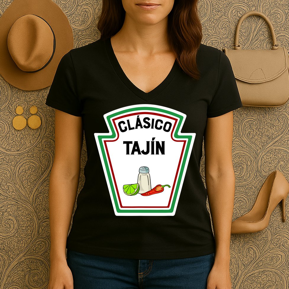 Cute Group Condiments Halloween Costume Family CláSico TajíN Women's V-Neck T-Shirt
