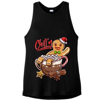ChillN Gingerbread Cookie In Hot Cocoa Christmas Funny Ladies PosiCharge Tri-Blend Wicking Tank