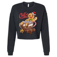 ChillN Gingerbread Cookie In Hot Cocoa Christmas Funny Cropped Pullover Crew