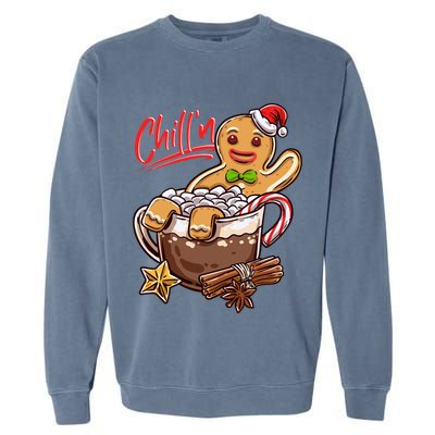 ChillN Gingerbread Cookie In Hot Cocoa Christmas Funny Garment-Dyed Sweatshirt