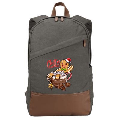ChillN Gingerbread Cookie In Hot Cocoa Christmas Funny Cotton Canvas Backpack
