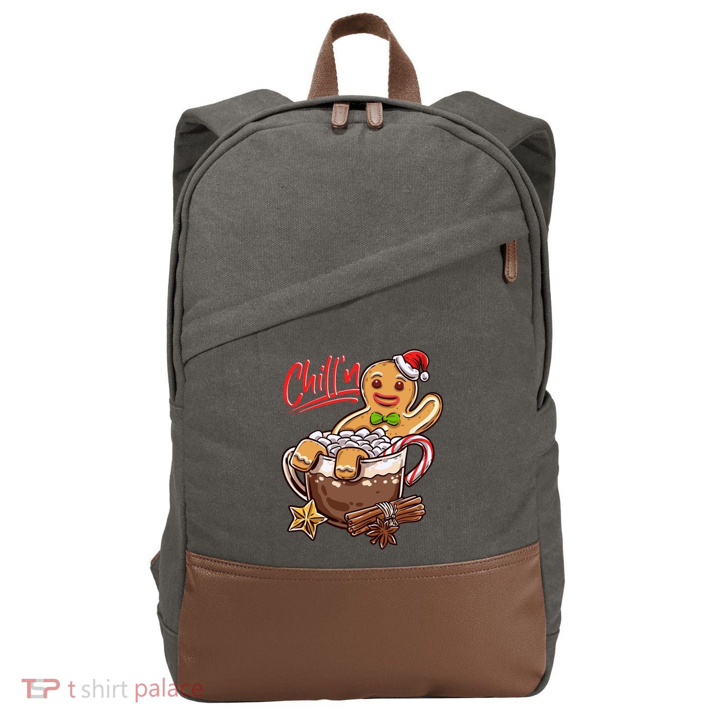 ChillN Gingerbread Cookie In Hot Cocoa Christmas Funny Cotton Canvas Backpack
