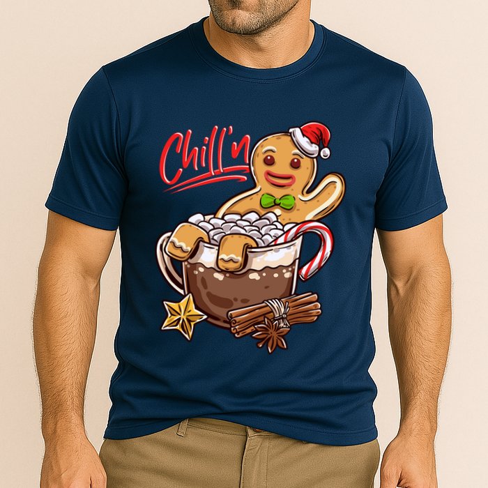 ChillN Gingerbread Cookie In Hot Cocoa Christmas Funny Performance Shirt