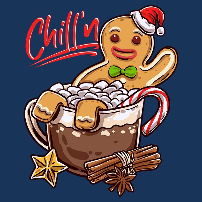 ChillN Gingerbread Cookie In Hot Cocoa Christmas Funny Button