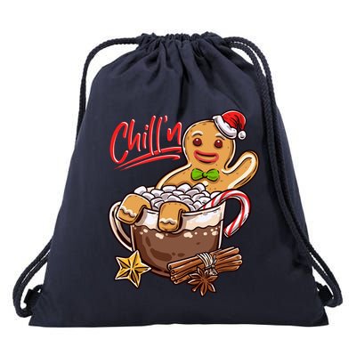 ChillN Gingerbread Cookie In Hot Cocoa Christmas Funny Drawstring Bag