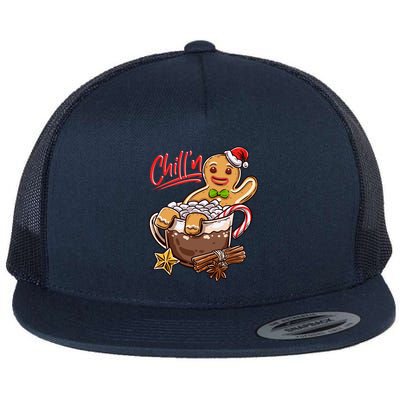 ChillN Gingerbread Cookie In Hot Cocoa Christmas Funny Flatbill Hat