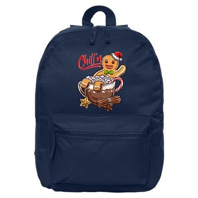 ChillN Gingerbread Cookie In Hot Cocoa Christmas Funny 16 in Basic Backpack