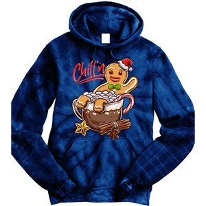 ChillN Gingerbread Cookie In Hot Cocoa Christmas Funny Tie Dye Hoodie