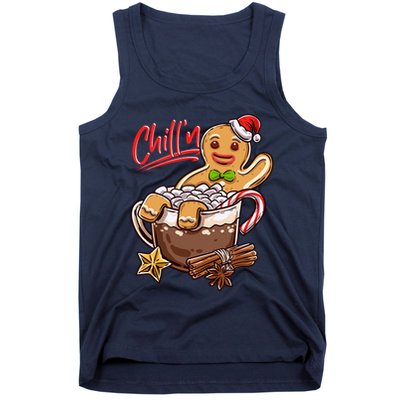 ChillN Gingerbread Cookie In Hot Cocoa Christmas Funny Tank Top