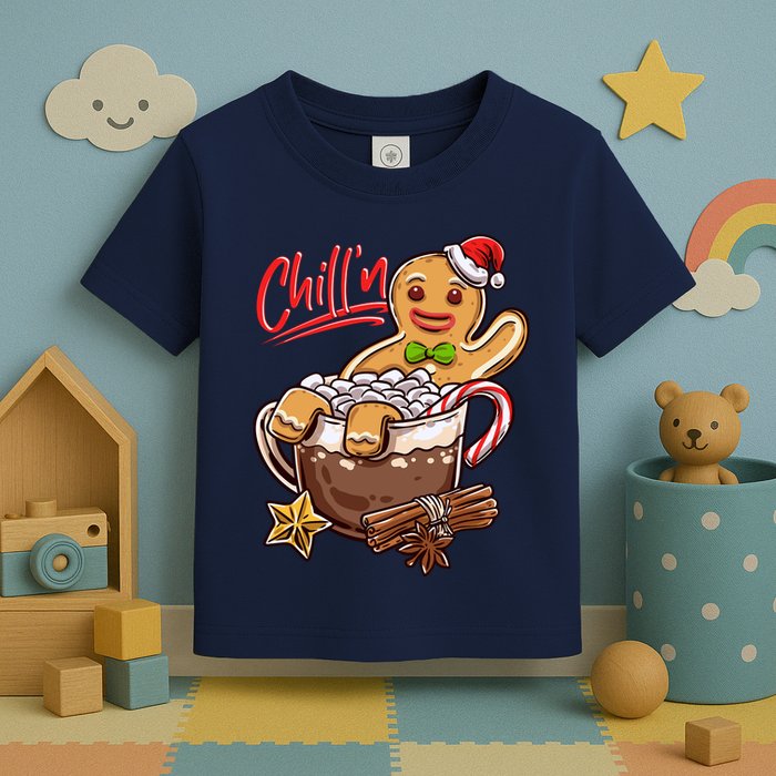 ChillN Gingerbread Cookie In Hot Cocoa Christmas Funny Toddler T-Shirt